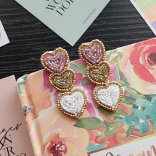 Load image into Gallery viewer, Triple heart earrings

