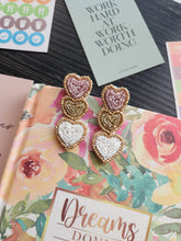 Load image into Gallery viewer, Triple heart earrings
