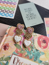 Load image into Gallery viewer, Triple heart earrings
