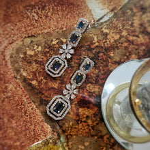 Load image into Gallery viewer, Blue sapphire diamond earrings
