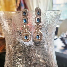 Load image into Gallery viewer, Blue sapphire diamond earrings
