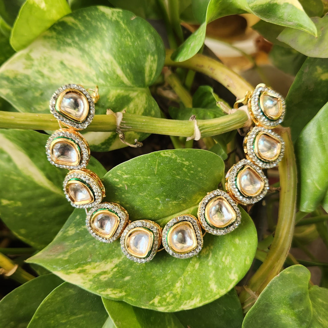 Uncut Polki and diamond bracelet