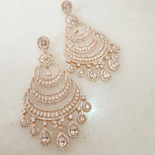 Load image into Gallery viewer, Rose gold diamond chaandbali earrings
