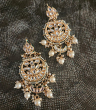 Load image into Gallery viewer, Pachi kundan and pearl chandbali earrings
