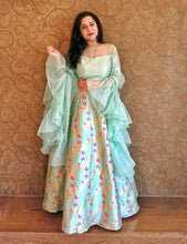 Load image into Gallery viewer, Sky blue banarasi lehenga set
