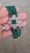 Load and play video in Gallery viewer, Green crystals and emerald diamond choker

