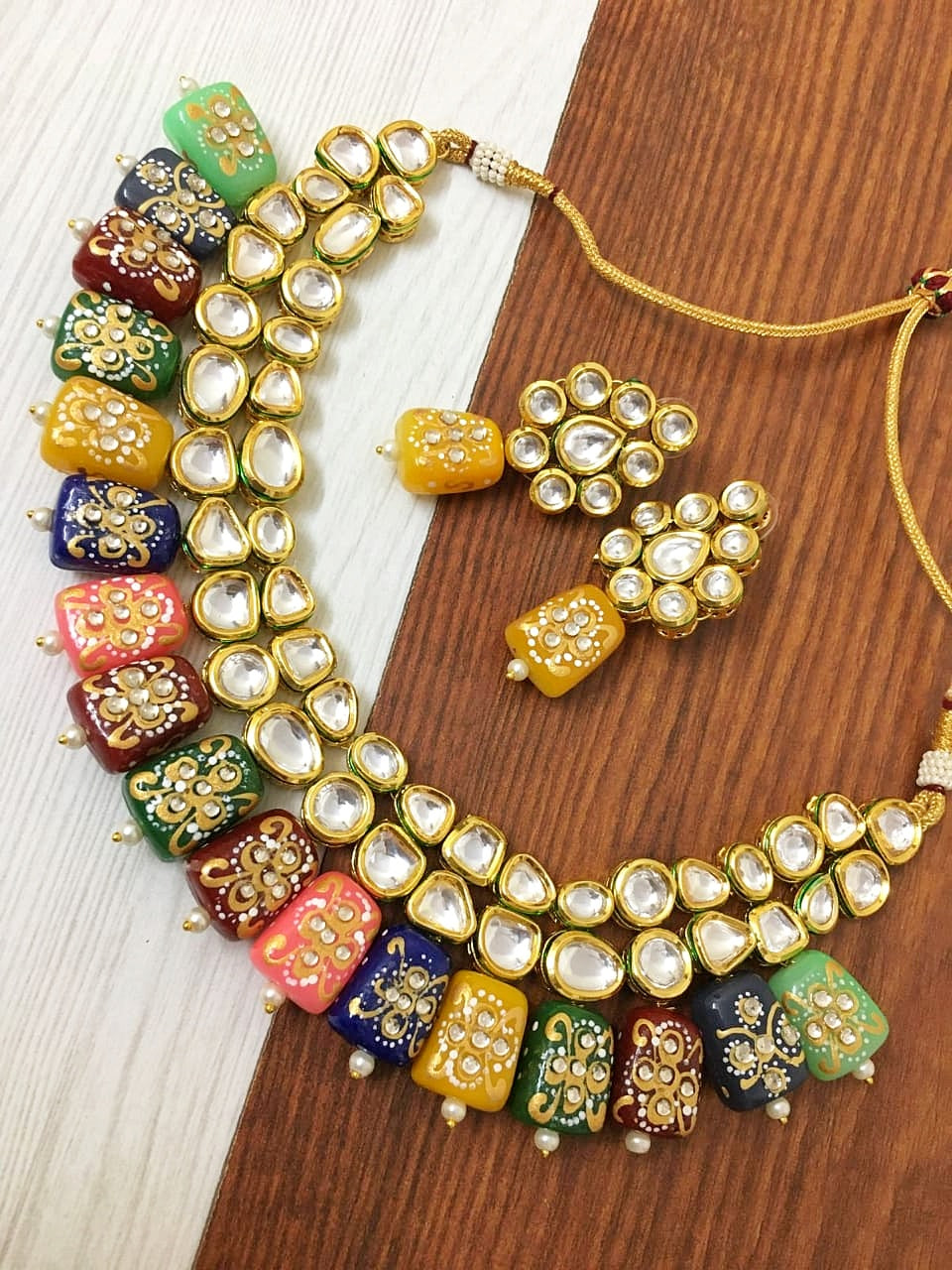 Kundan set with coloured beads