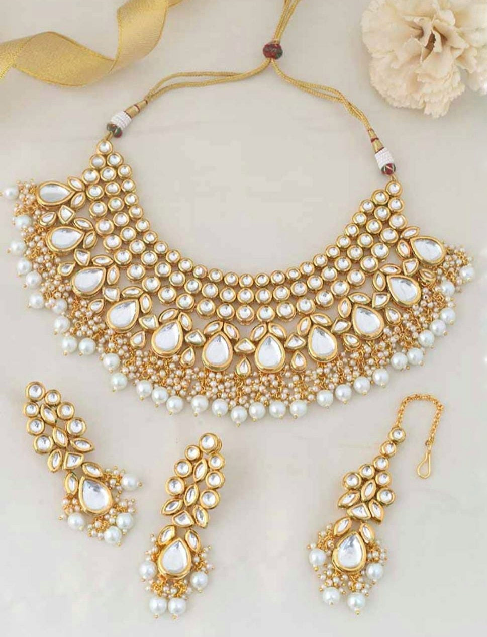 Nora Kundan and pearl necklace set