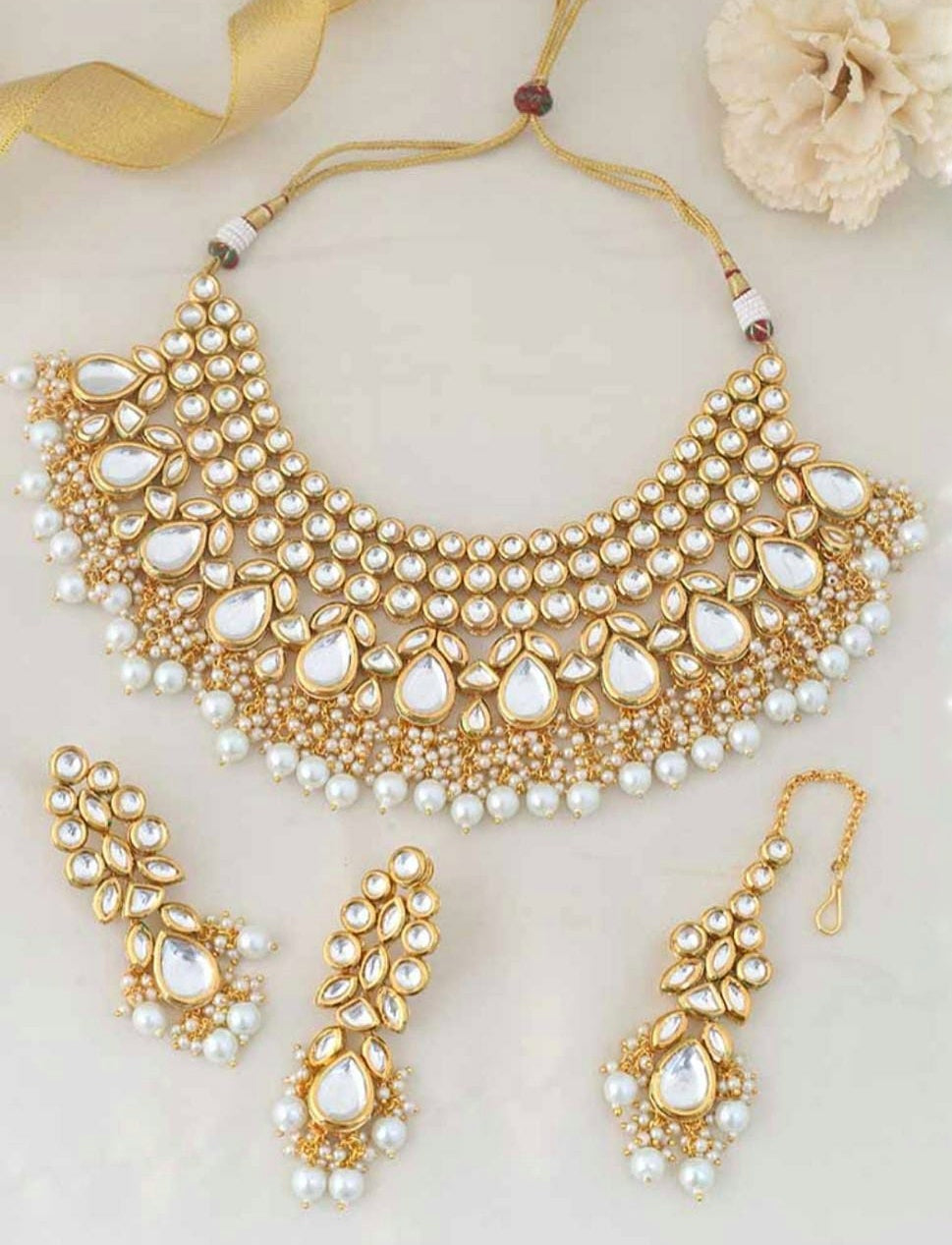 Nora Kundan and pearl necklace set