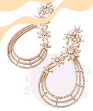 Load image into Gallery viewer, Rose gold floral diamond earrings
