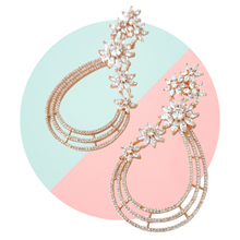 Load image into Gallery viewer, Rose gold floral diamond earrings
