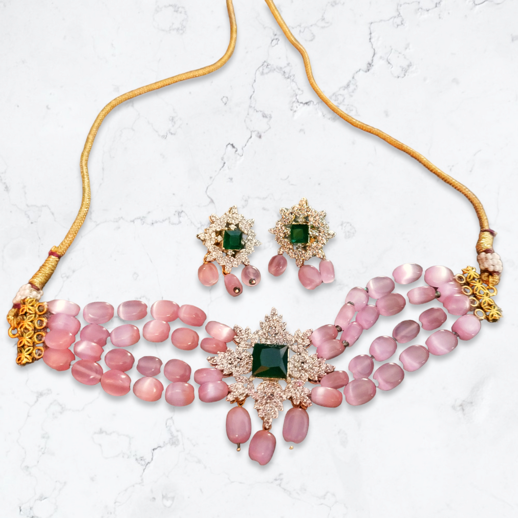 Pink diamond choker