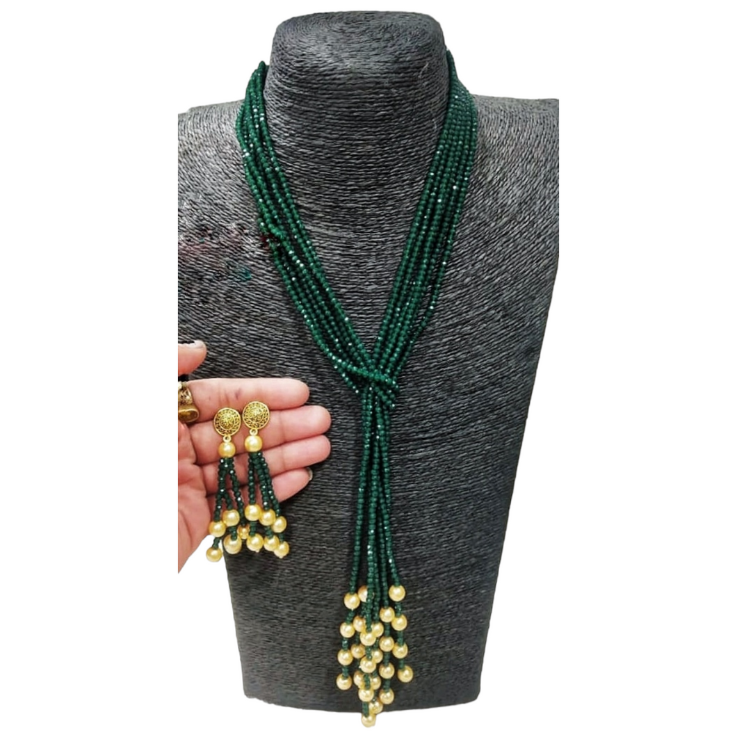 Mia Onyx Crystals necklace- Emerald green