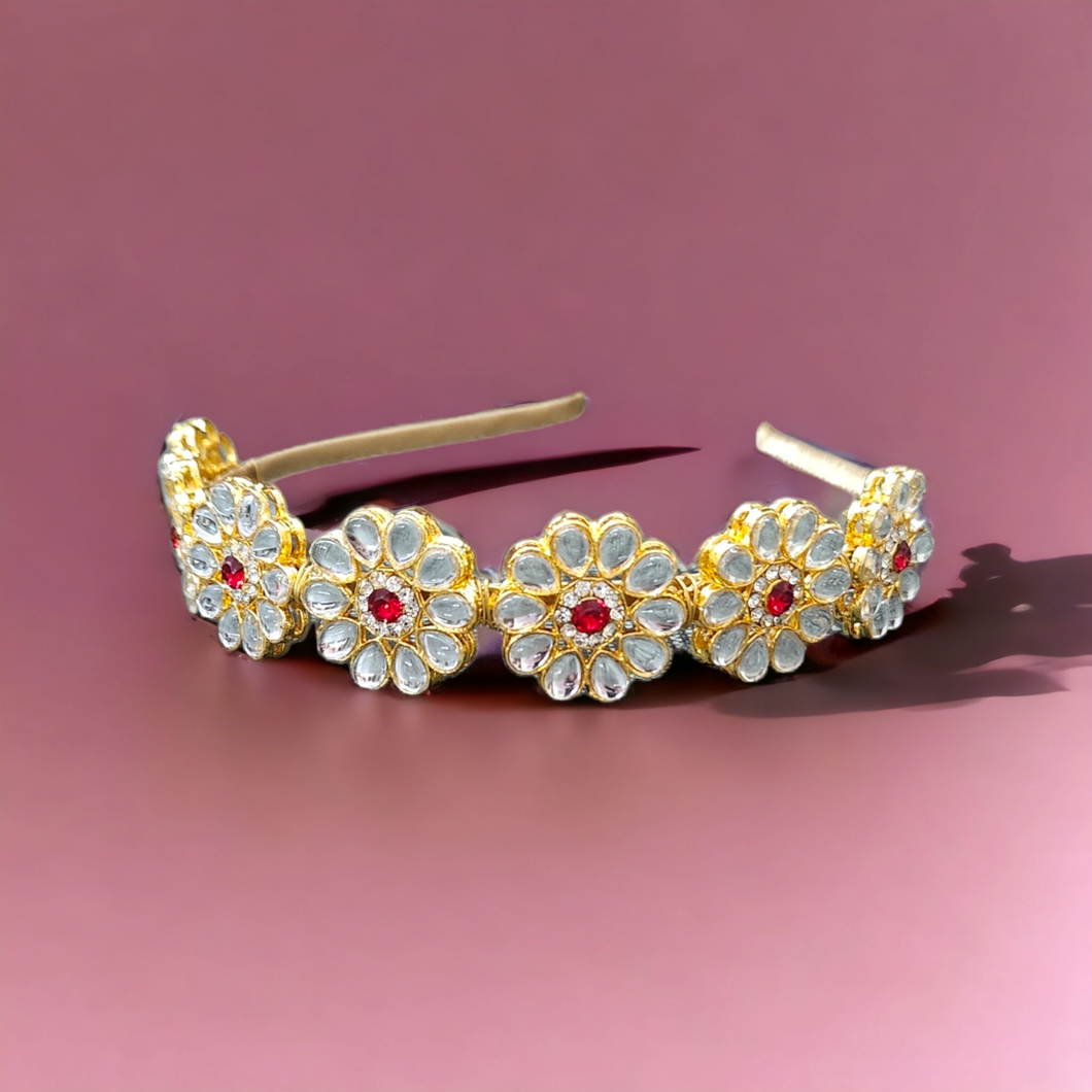 Ruby diamonté kundan hairband