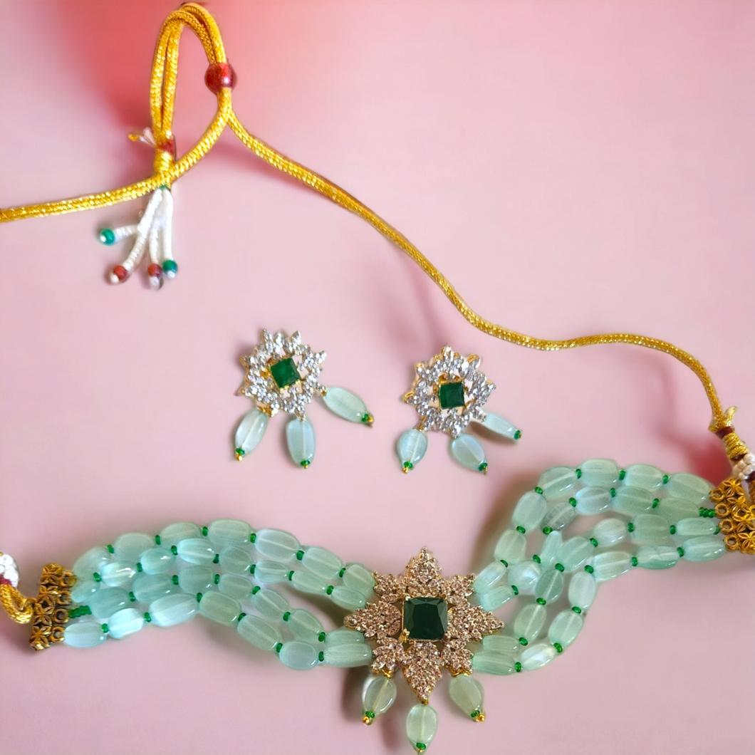 Aqua diamond choker