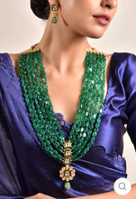 Load image into Gallery viewer, Uncut polki onyx mala set- green
