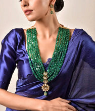 Load image into Gallery viewer, Uncut polki onyx mala set- green
