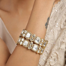 Load image into Gallery viewer, Gold uncut polki bangle
