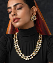 Load image into Gallery viewer, Classic 2 lines uncut polki mala
