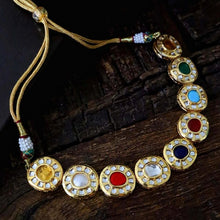 Load image into Gallery viewer, Navrattan gold kundan choker set

