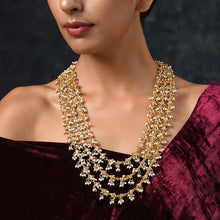 Load image into Gallery viewer, Gold kundan layered necklace with pearls
